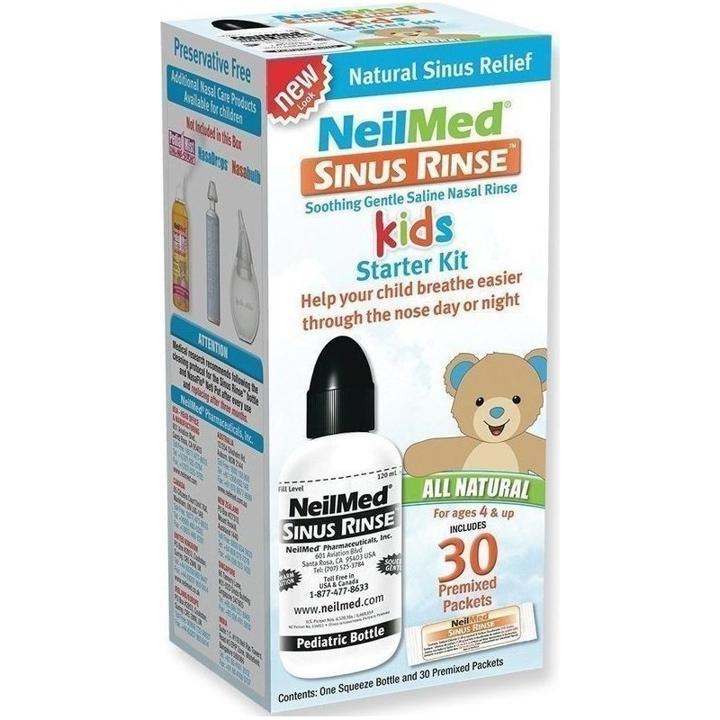 NeilMed Sinus Rinse PEDIATRIC Starter Kit, 30 premixed packets & Bottle 120ml