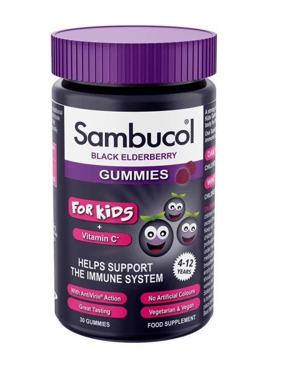 Olvos Sambucol Immune Support Kids Vitamin C Παιδικό Συμπλήρωμα για το Ανοσοποιητικό Σύστημα Σμέουρο 30 Μασώμενα Ζελεδάκια