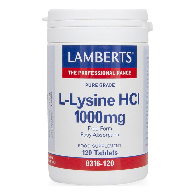 Lamberts L-Lysine HCI 1000mg Λυσίνη Για Τη Σύνθεση Κολλαγόνου 120 Ταμπλέτες