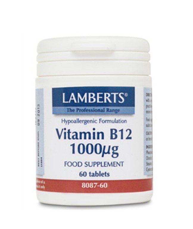 Lamberts Hypoallergenic Formulation Vitamin B12 Βιταμίνη για την Υγεία του Νευρικού Συστήματος 1000mg 1000mcg 60 ταμπλέτες