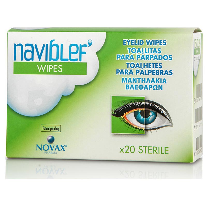 Naviblef Wipes Καθαριστίκα Μαντηλάκια Βλεφάρων, Βλεφαρίδων και Προσώπου 20τμχ