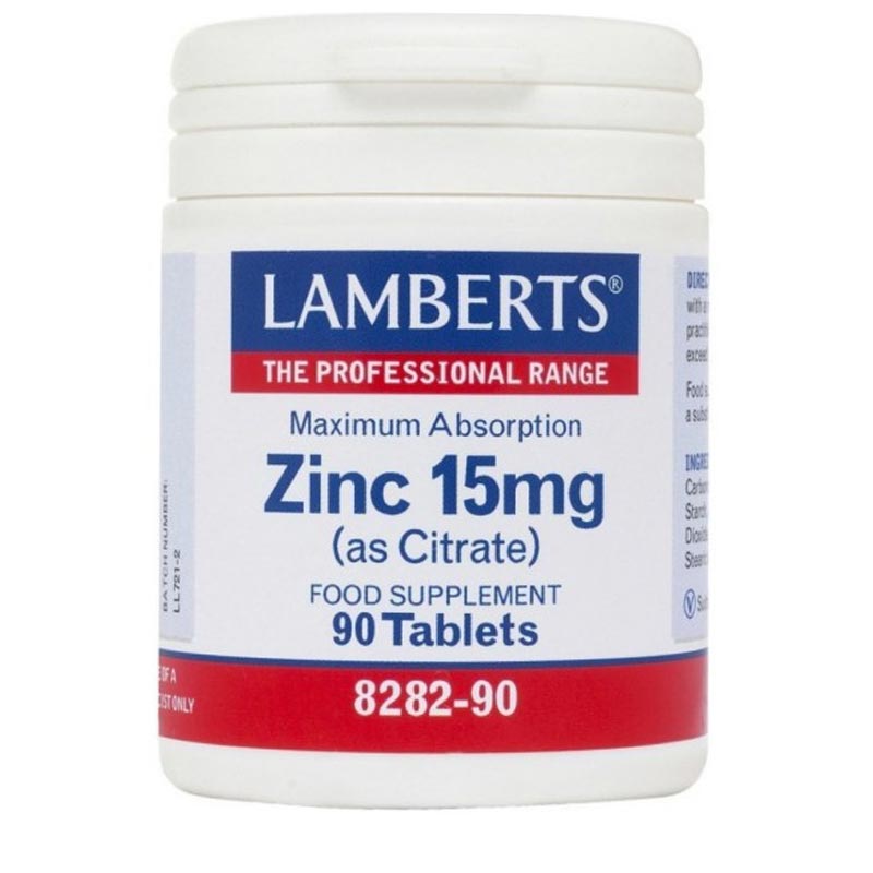 Lamberts Zinc Citrate 15mg Συμπλήρωμα Ψευδάργυρου, 90 tabs