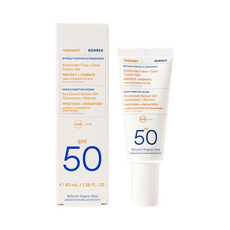 Korres Yoghurt Sunscreen -Gel Για ευαίσθητο δέρμα, κατάλληλη και για κοντά στα μάτια SPF50 40ml