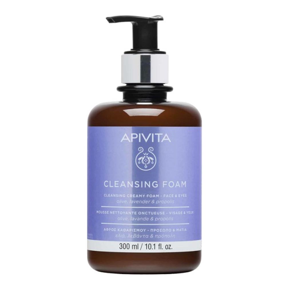 Apivita Cleansing Foam Face-Eyes, Αφρός Καθαρισμού, με Ελιά, Λεβάντα και Πρόπολη 300ml