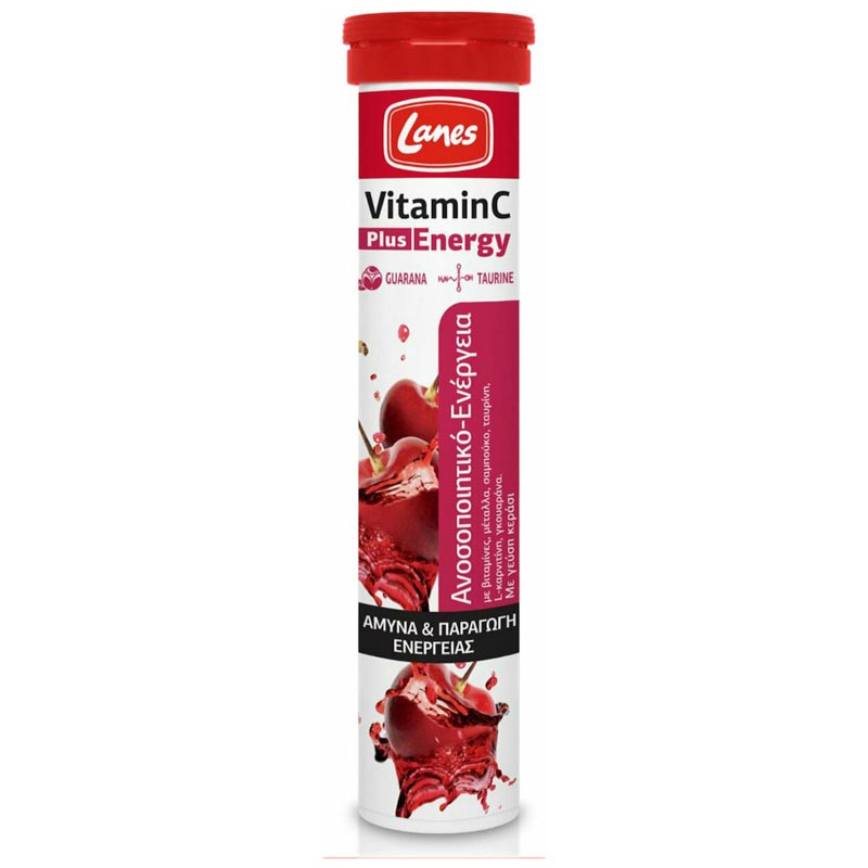 Lanes Vitamin C 500mg Plus Energy Για Ενίσχυση Ανοσοποιητικού & Ενέργεια Με Γεύση Κεράσι 20 Ταμπλέτες