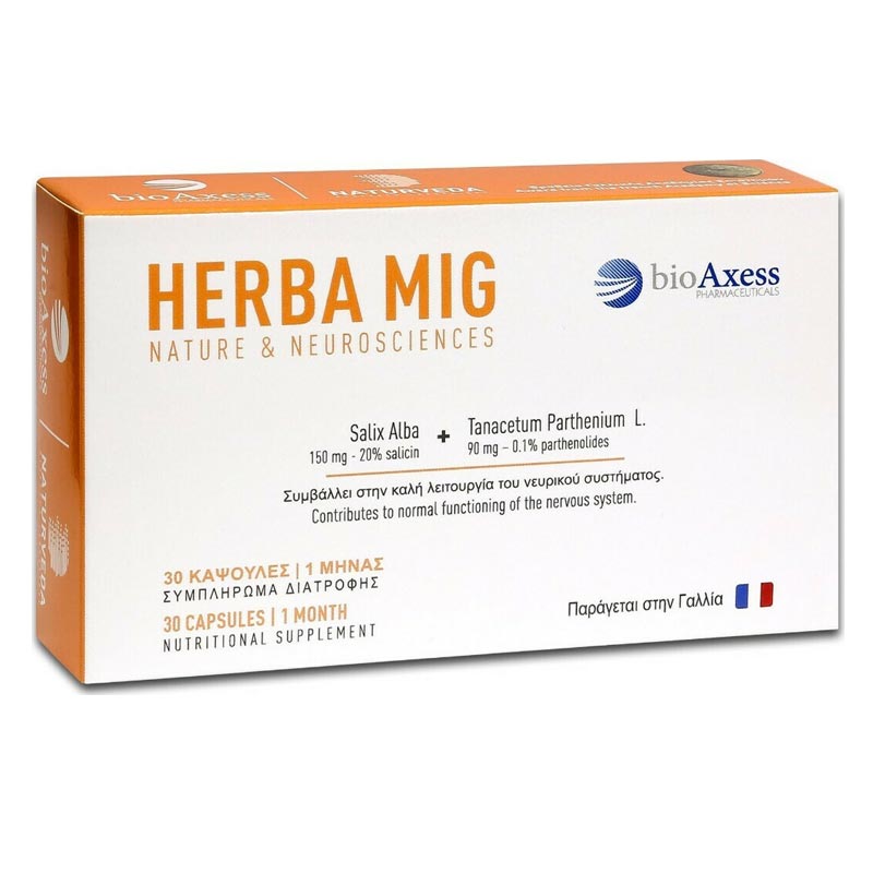 Bio Axess Herba Mig Συμπλήρωμα Διατροφής Για Τη Πρόληψη της Ημικρανίας 30 Κάψουλες