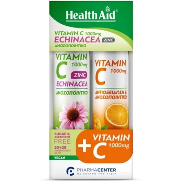 Health Aid Promo Vitamin C Echinacea Zinc, 20 Αναβράζοντα Δισκία & Vitamin C 1000mg, 20 Αναβράζοντα Δισκία