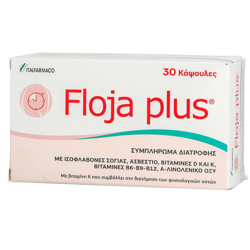 Floja Plus Συμπλήρωμα Διατροφής για την Αντιμετώπιση των Συμπτωμάτων της Εμμηνόπαυσης 30 Κάψουλες