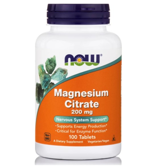 Now Foods Magnesium Citrate 200mg Συμπλήρωμα Διατροφής Μαγνησίου 100 Κάψουλες