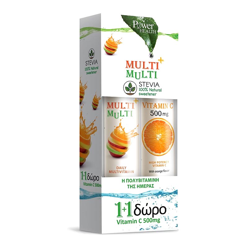 Power Health Multi + Multi με Στέβια + Vitamin C 500mg Πορτοκάλι 24 + 20tabs