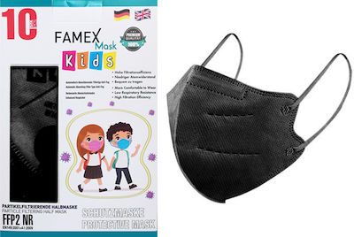 Famex Kids Mask FFP2 NR Βlack 10τμχ - Παιδική Μάσκα Υψηλής Προστασίας Μαύρο