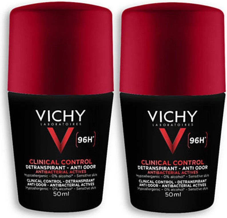 Vichy PROMO Homme Deodorant 96h Clinical Control Ανδρικό Αποσμητικό Roll-On 2x50ml