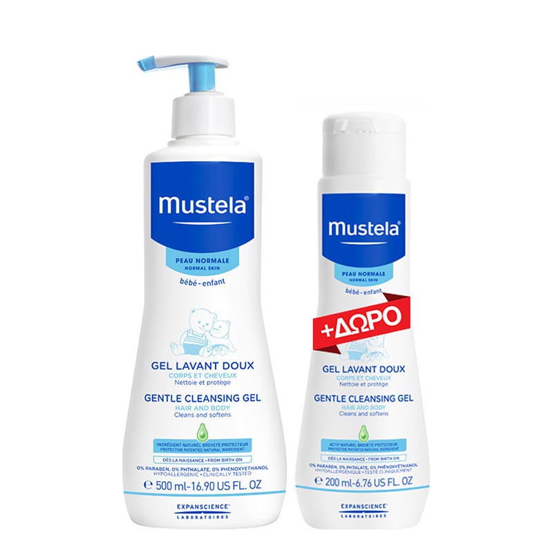 Mustela PROMO Gentle Cleansing Gel για Σώμα & Μαλλιά 500ml & ΔΩΡΟ Cleansing Gel 200ml