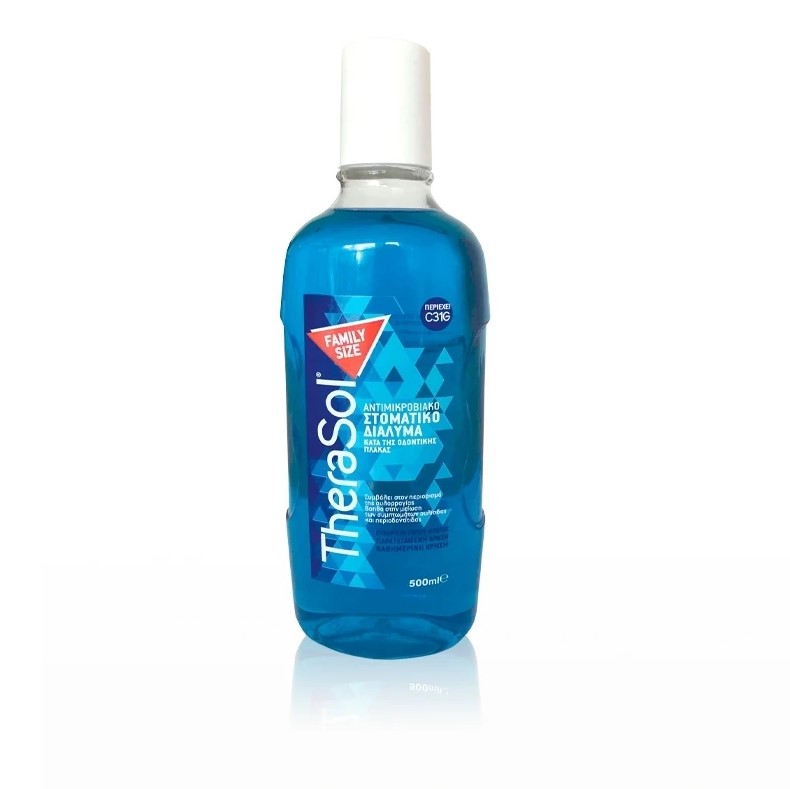 Therasol Solution Family Size Στοματικό Διάλυμα Κατά της Πλάκας με Γεύση Μέντα 500ml