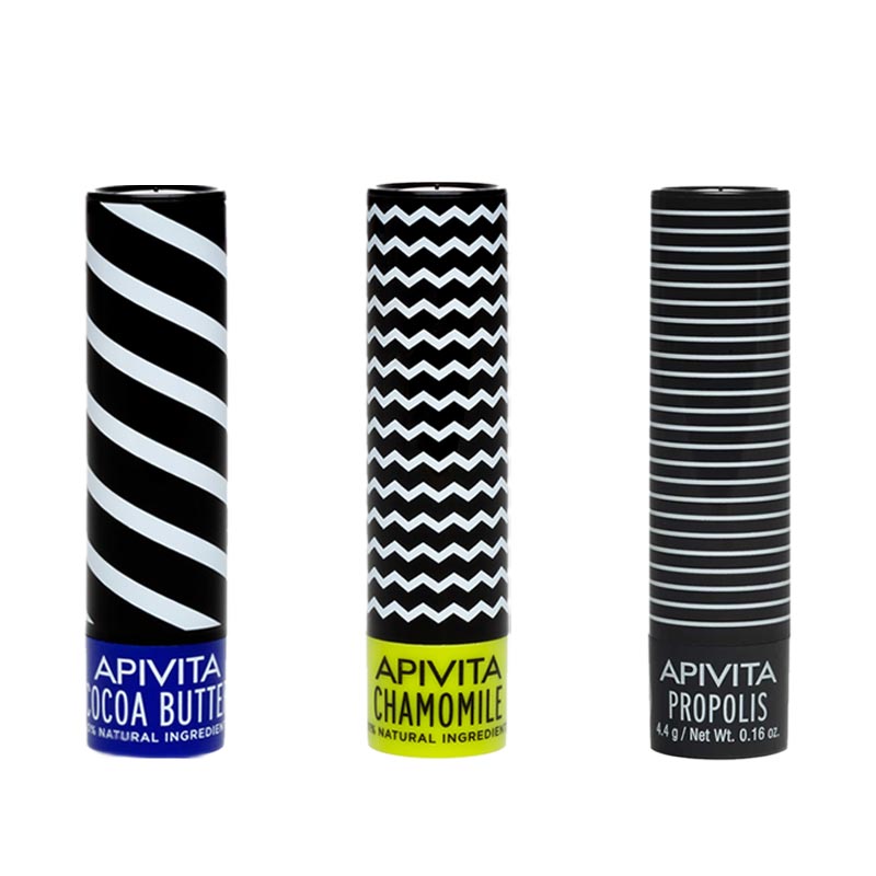 Apivita SET  Lip care Cocoa Butter SPF20 + Chamomile SPF15 + Propolis 4.4+4.4+4.4g