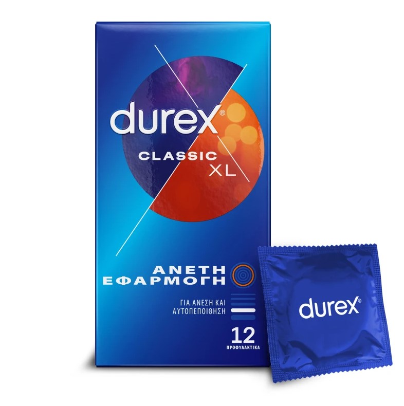 Durex Προφυλακτικά Classic XL Άνετη Εφαρμογή 12 Τεμάχια