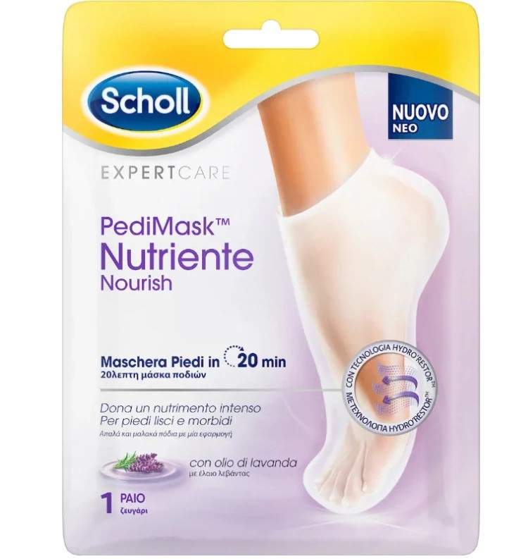 Scholl PediMask Nutriente Nourish Μάσκα Ποδιών με Λάδι Λεβάντας 1 ζευγάρι