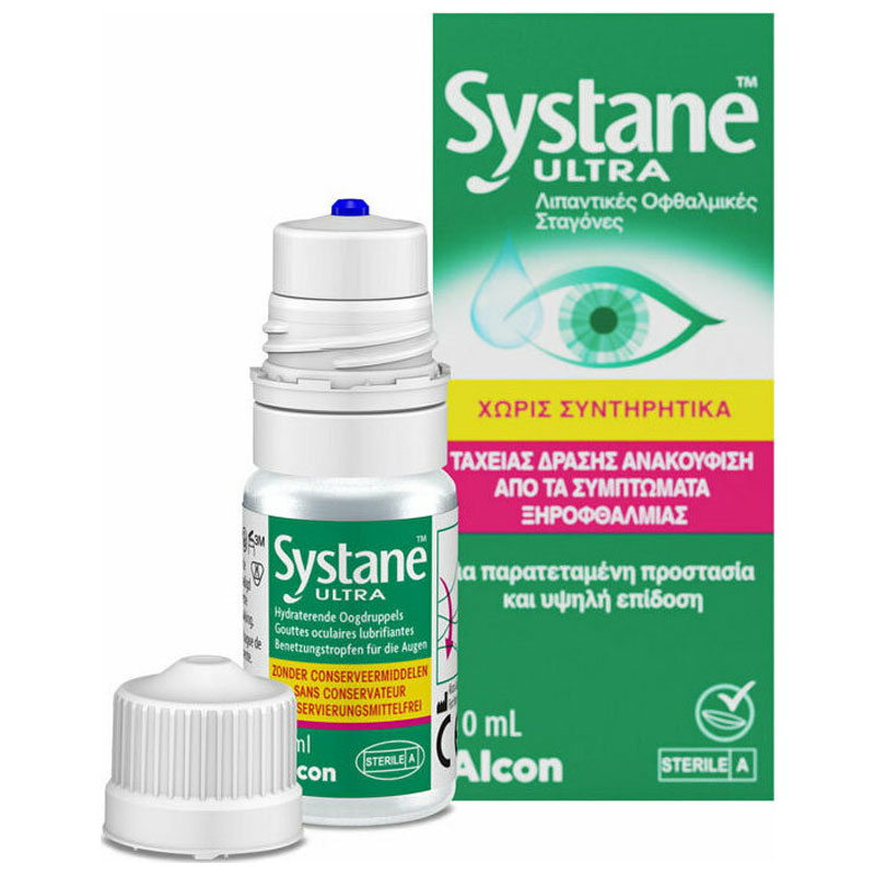 Alcon Systane Ultra Eye Drops Λιπαντικές Οφθαλμικές Σταγόνες για την Ανακούφιση από τα Συμπτώματα της Ξηροφθαλμίας Χωρίς Συντηρητικά
