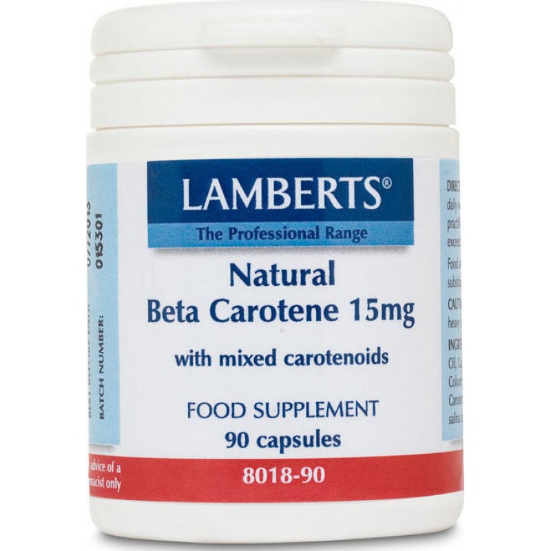 Lamberts Beta Carotene Natural 15mg β Καροτίνη 90 Κάψουλες