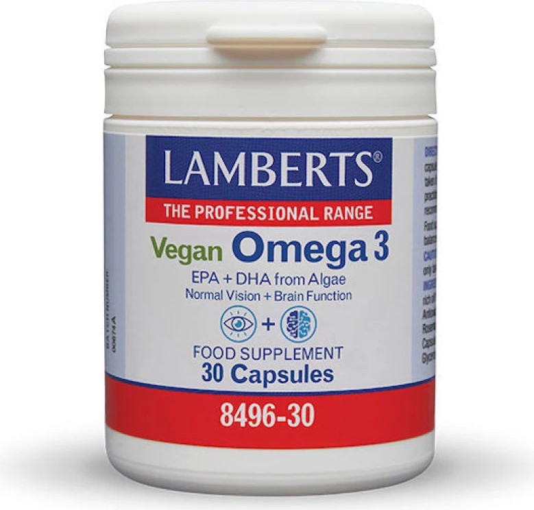 Lamberts Vegan Omega 3, EPA & DHA 750mg from Algae Ωμέγα 3 Λιπαρά Οξέα 30 Κάψουλες