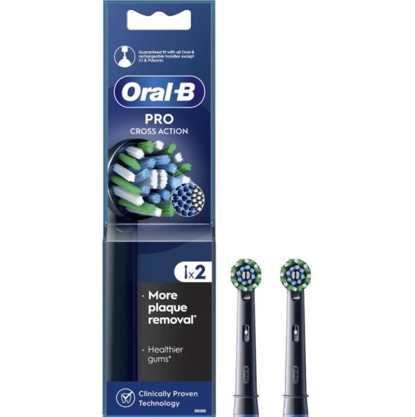 Oral-B Pro Cross Action Ανταλλακτικά Ηλεκτρικής Οδοντόβουρτσας Μαύρο 2τμχ