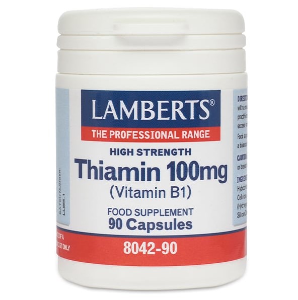 Lamberts Thiamin 100mg Vit B1, Θειαμίνη για τη Φυσιολογική Λειτουργία του Νευρικού Συστήματος, των Μυών και της Καρδιάς, 90caps