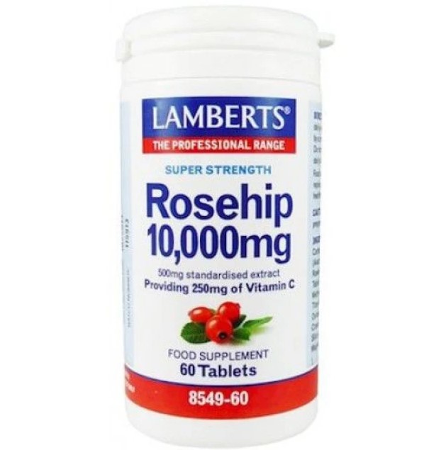 Lamberts Rose Ηip 10.000mg, Καλή Λειτουργεία Χόνδρων, Ούλων, Δέρματος, Αγγείων, Ανοσοποιητικό 60tabs