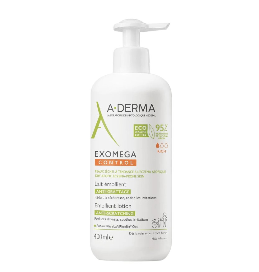 A-Derma Exomega Control Emollient Lotion Anti-Scratching - Γαλάκτωμα Για Το Ατοπικό Δέρμα, 400ml