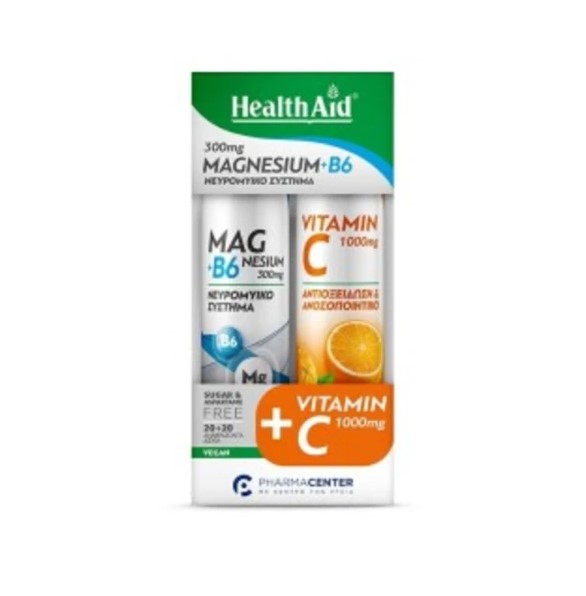 Health Aid Promo Magnesium+B6, 20 Αναβράζοντα Δισκία & Vitamin C 1000mg 20 Αναβράζοντα Δισκία