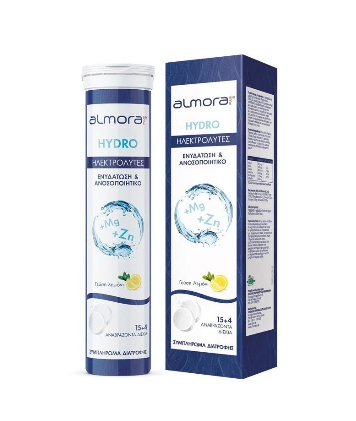 Almora Plus Hydro 19 Αναβράζοντα Δισκία - Ηλεκτρολύτες Με Μέταλλα & Δεξτρόζη Γεύση Λεμόνι