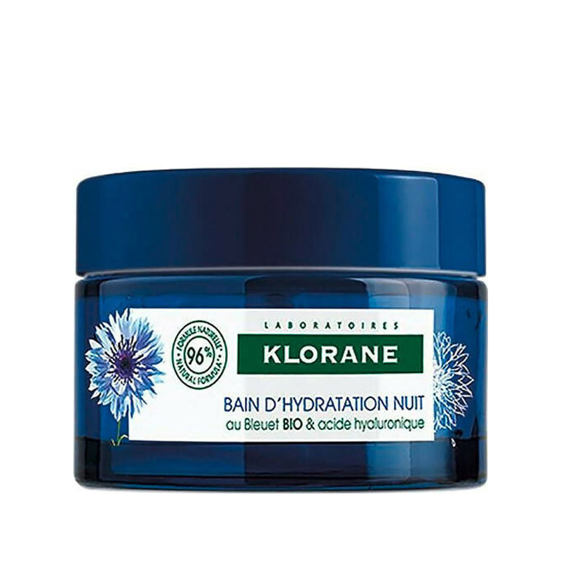 Klorane Water Sleeping Mask with Organic Cornflower & Υαλουρονικό, Απαλή Ενυδατική Κρέμα Νύχτας 50ml