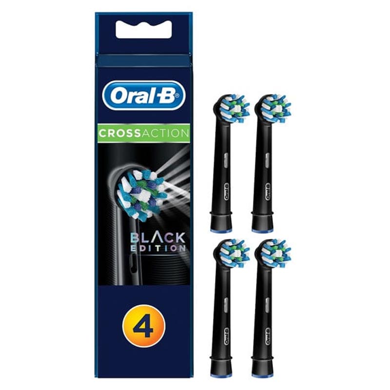 Oral-B CrossAction BLACK Ανταλλακτικές Κεφαλές Ηλεκτρικής Οδοντόβουρτσας 4τμχ