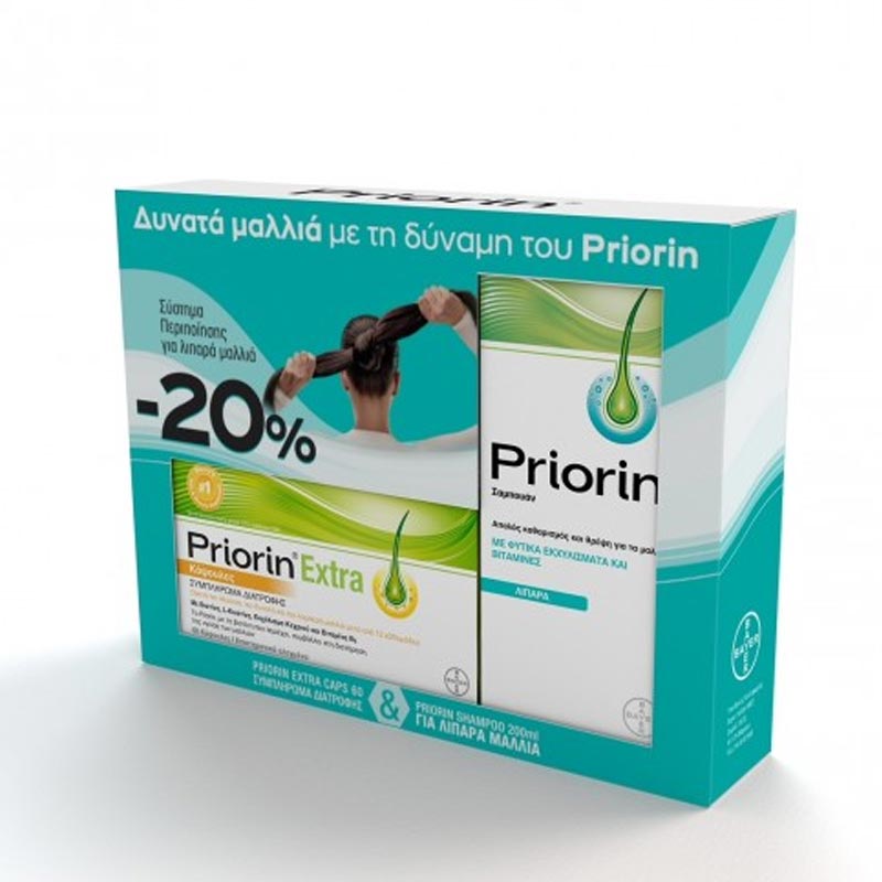 Priorin Extra 60 κάψουλες & Σαμπουάν Priorin για Λιπαρά Μαλλιά 200ml