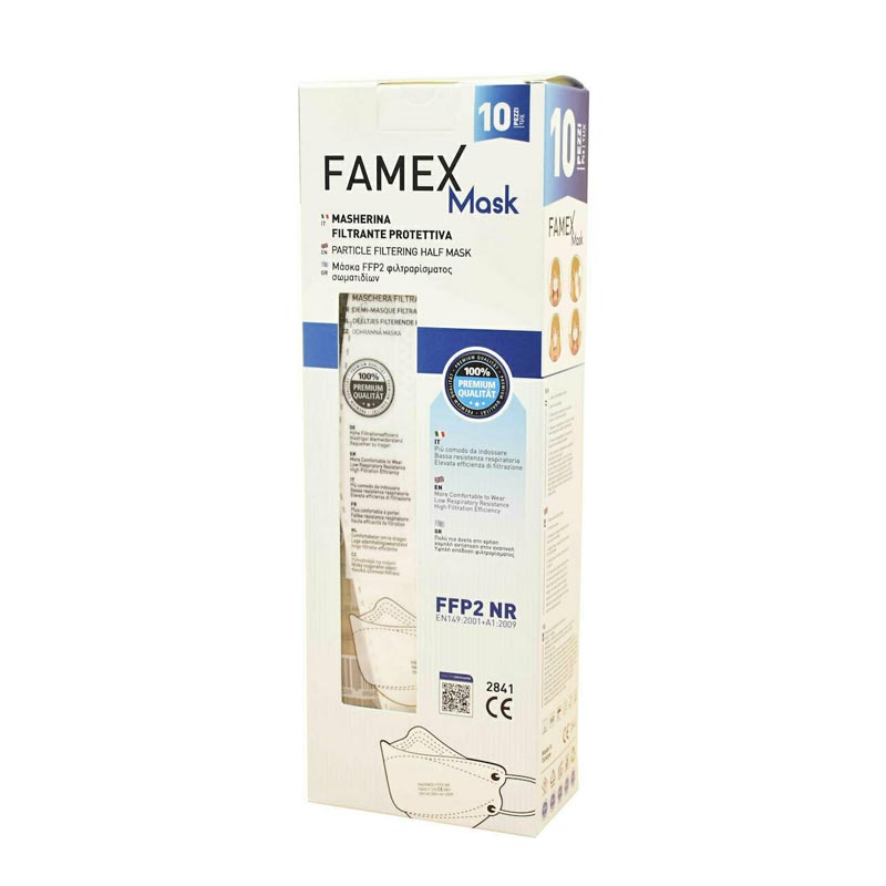 Famex 3D Extra Comfort Fish Style Μάσκα Προστασίας FFP2 σε Λευκό χρώμα 10τμχ