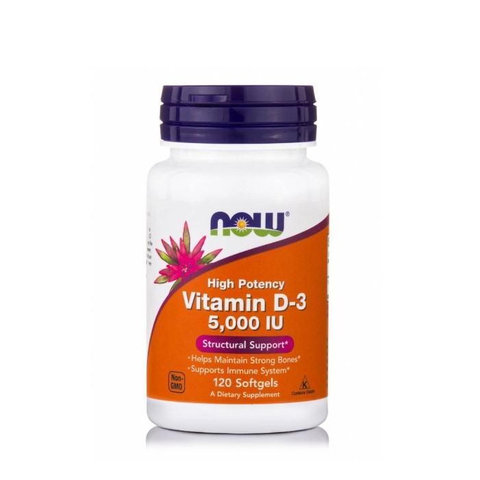 Now Foods Vitamin D3 5.000 IU Highest Potency Συμπλήρωμα Διατροφής Βιταμίνης D 120 Μαλακές Κάψουλες