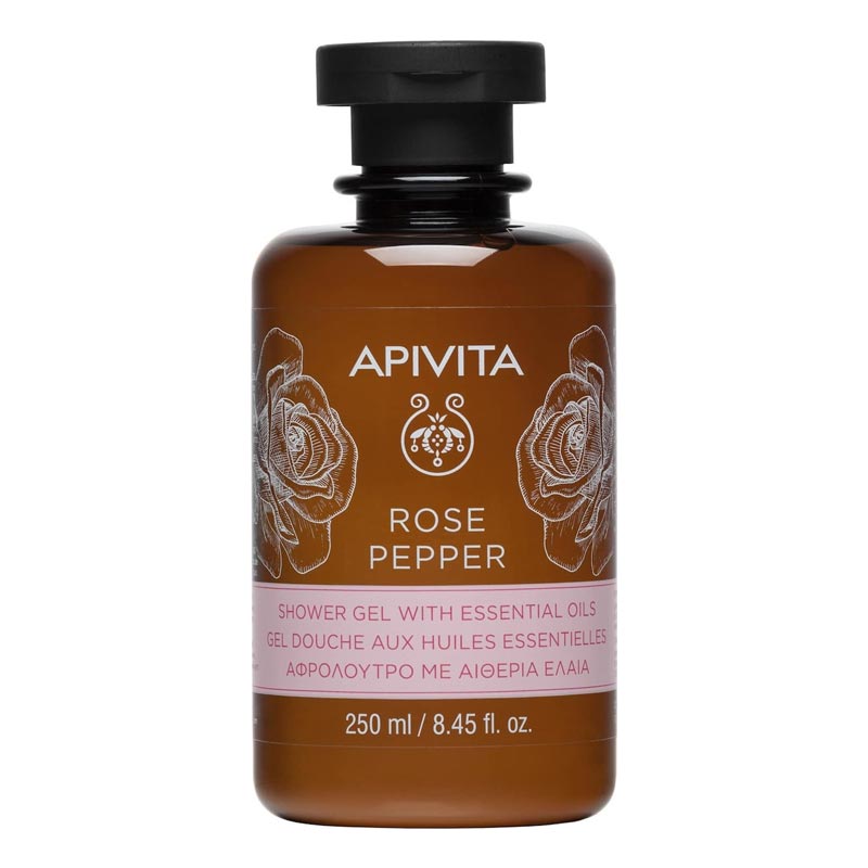 Apivita - Rose Pepper Shower Gel, Αφρόλουτρο με Αιθέρια Έλαια, 250ml