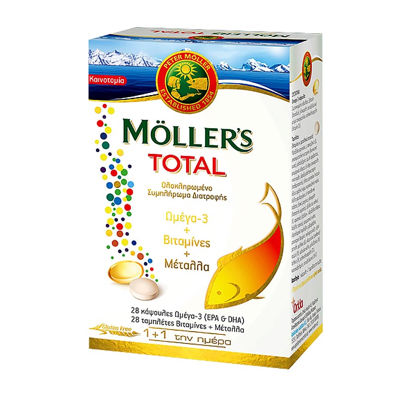 Mollers Total 28caps Ω3 + 28tabs Βιταμίνες & Μέταλλα