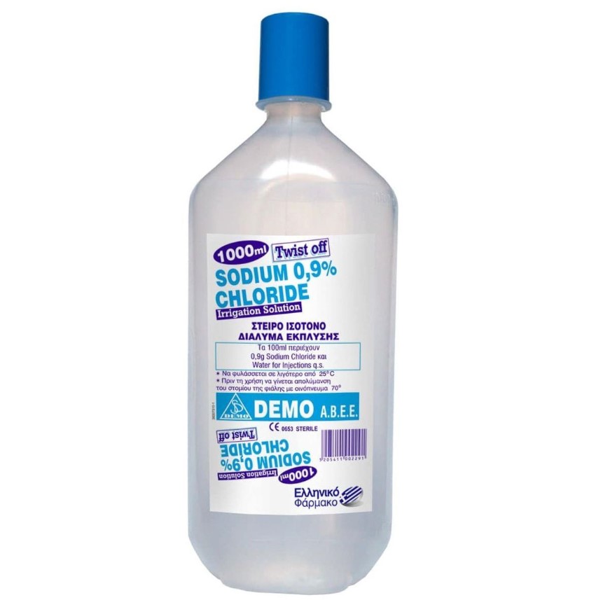 Demo Sodium 0.9% Chloride, 1000ml Στείρο Ισότονο Διάλυμα Έκπλυσης