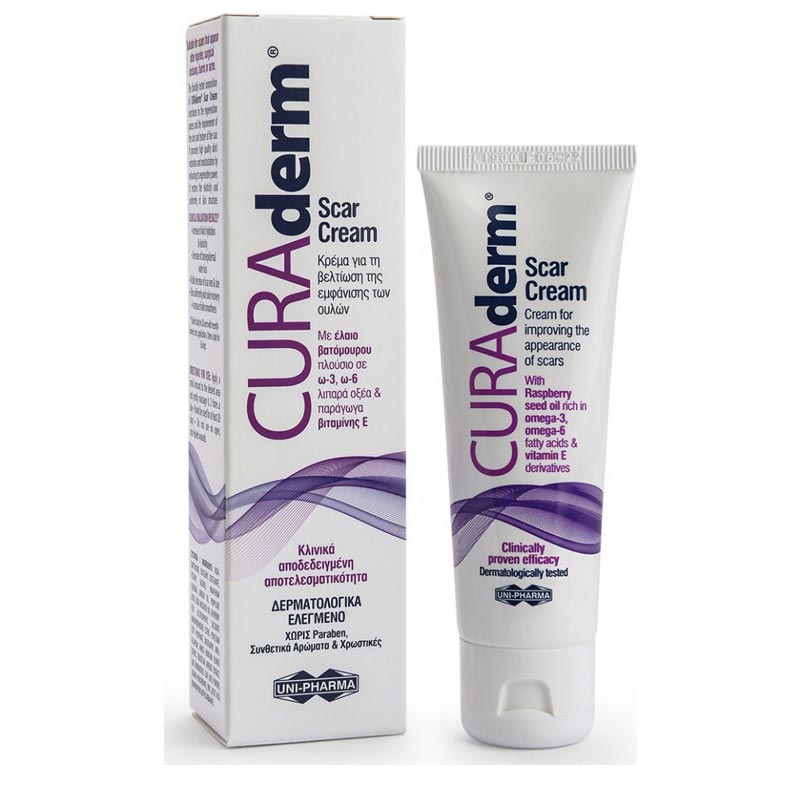 Uni-Pharma CURAderm Scar Cream Κρέμα για τη Βελτίωση της Εμφάνισης των Ουλών 50ml