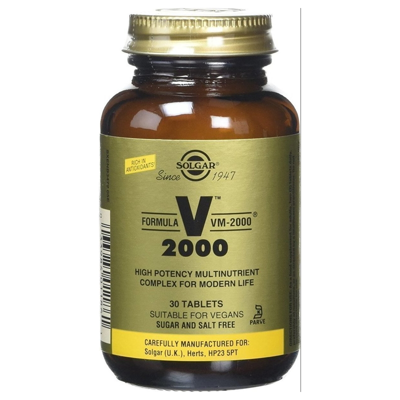 Solgar Formula VM-2000 Συμπλήρωμα Διατροφής - Πολυβιταμίνη 30Tablets. Ενέργεια, Τόνωση και ευεξία.