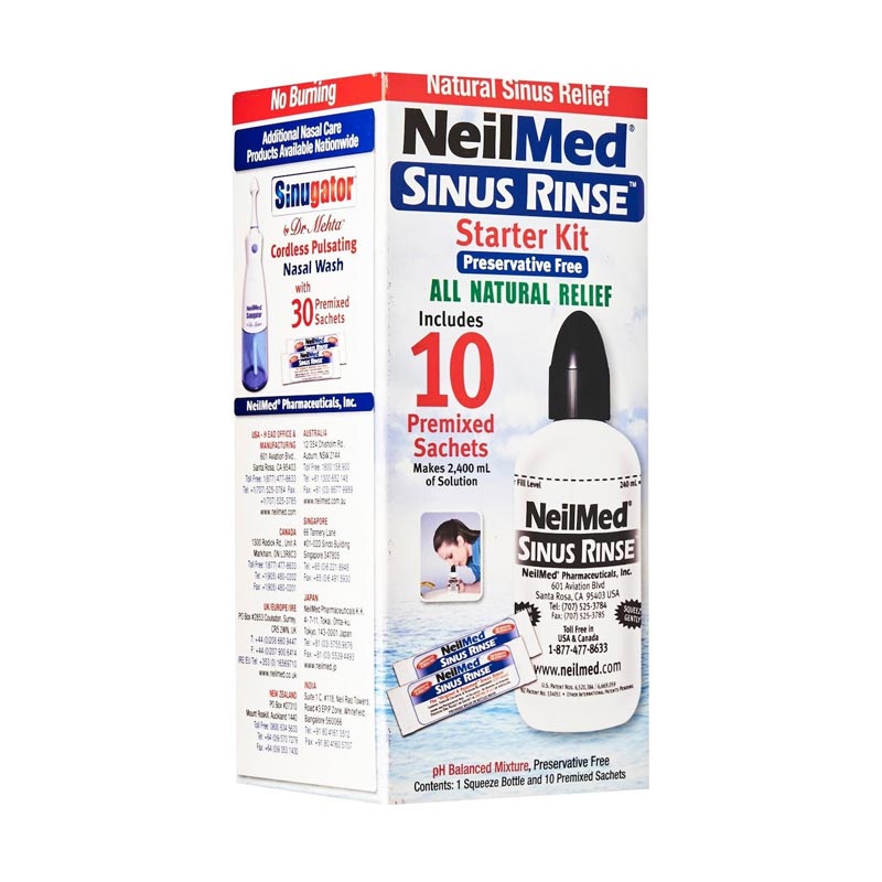 NeilMed Sinus Rinse Starter Kit για Ενήλικες 1 Φιάλη & 10 Ανταλλακτικά Φακελάκια