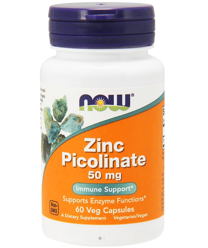 Now Foods Zinc Picolinate 50mg Συμπλήρωμα Διατροφής Με Ψευδάργυρο 60 Κάψουλες