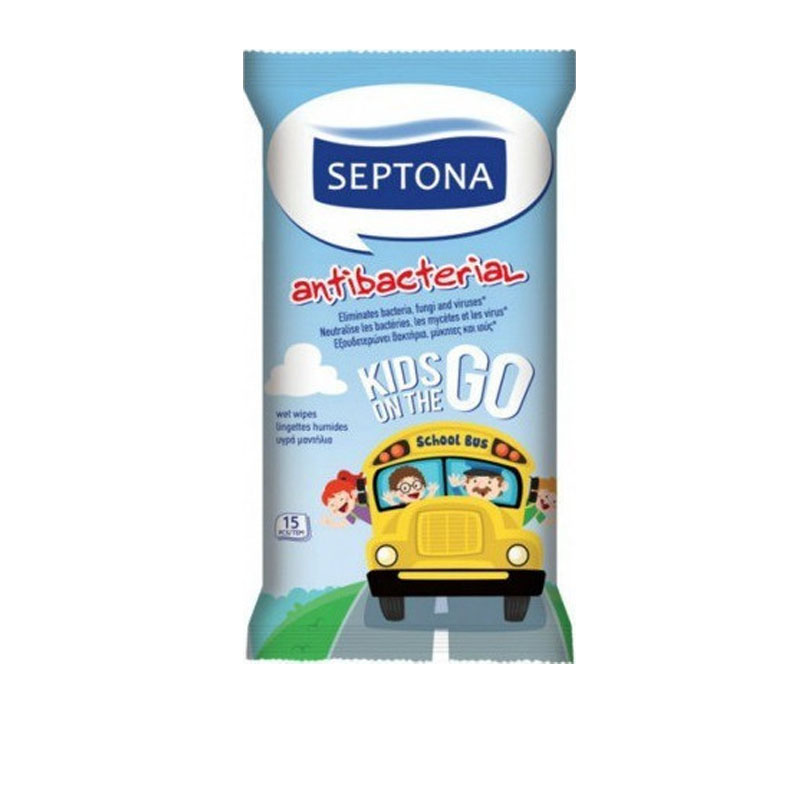 Septona | Αντιβακτηριδιακά Μαντηλάκια Χεριών Kids on the Go | 15τμχ.