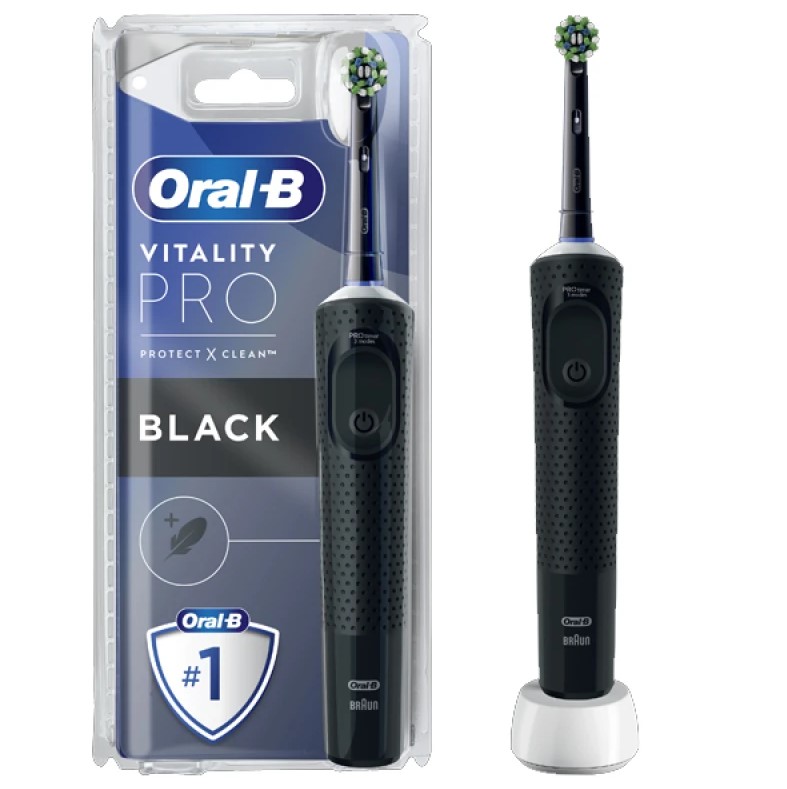 Oral B Vitality Pro Protect X Clean Ηλεκτρική Οδοντόβουρτσα με Χρονομετρητή Μαύρο 1 Τεμάχιο