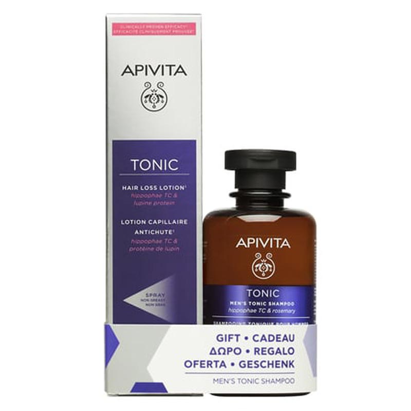 Apivita Hair Loss Lotion Hippophae TC & Πρωτεϊνες Λουπίνου 150ml& Mens Tonic Σαμπουάν Τριχόπτωσης 250ml