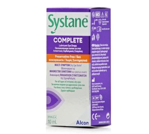 Alcon Systane Complete Λιπαντικές Οφθαλμικές Σταγόνες Χωρίς Συντηρητικά 10ml