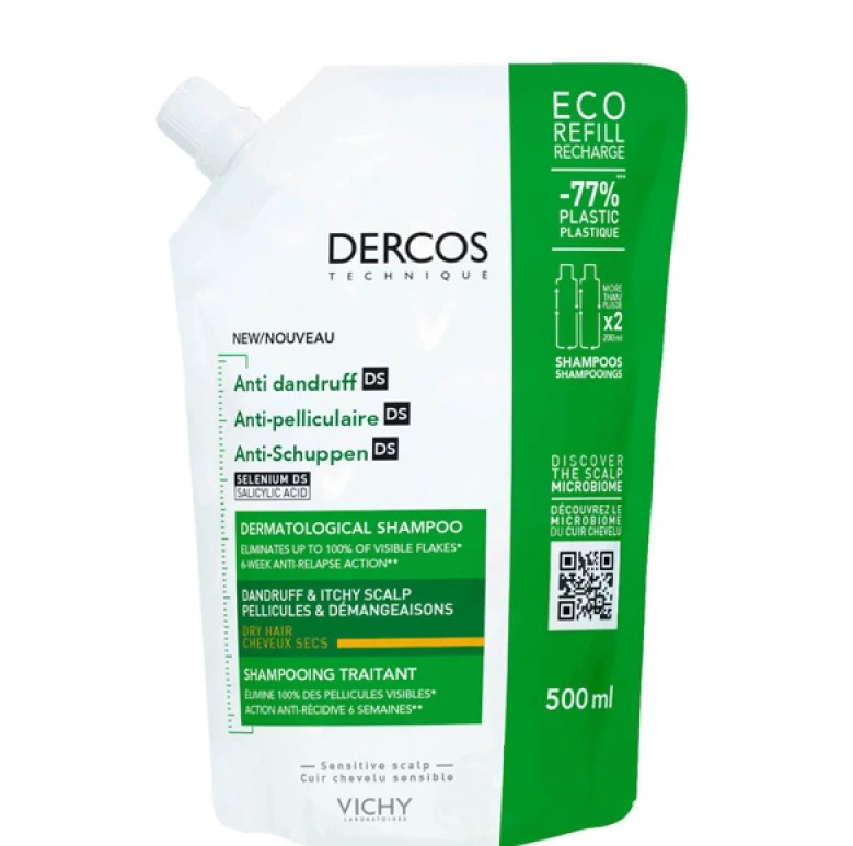 Vichy Dercos Anti-Dandruff DS Dry Hair Refill Σαμπουάν Κατά Της Πιτυρίδας Για Ξηρά Μαλλιά 500ml