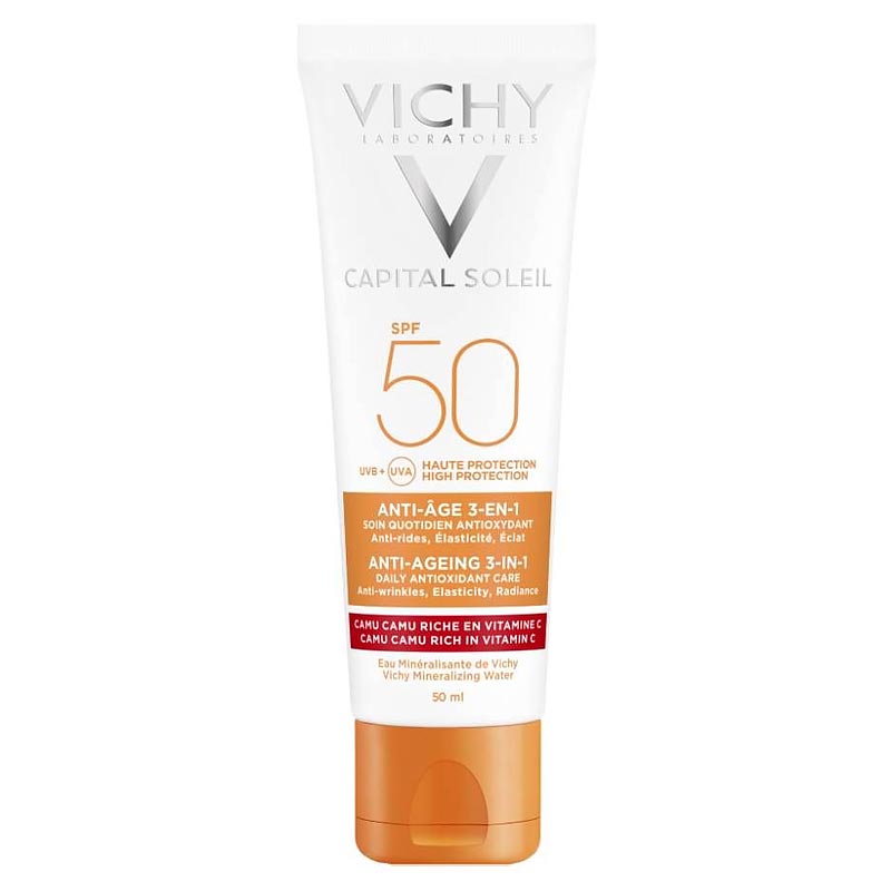 Vichy Capital Soleil Anti-Ageing 3 in 1 SPF50, Αντηλιακή Προσώπου κατά των Ρυτίδων 50ml