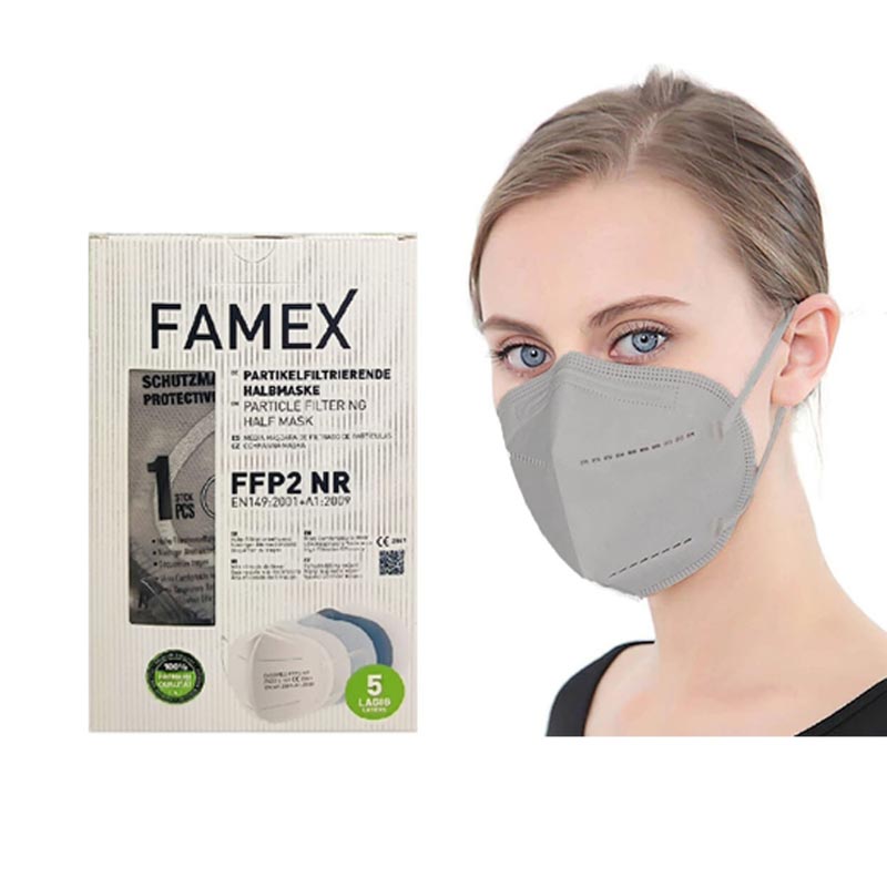 Famex Mask Μάσκες Υψηλής Προστασίας Γκρί FFP2 NR 10τμχ