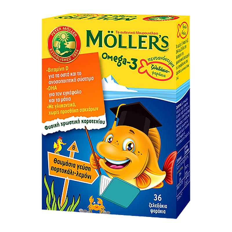 Mollers Omega-3 για Παιδιά 36 Ζελεδάκια Πορτοκάλι-Λεμόνι